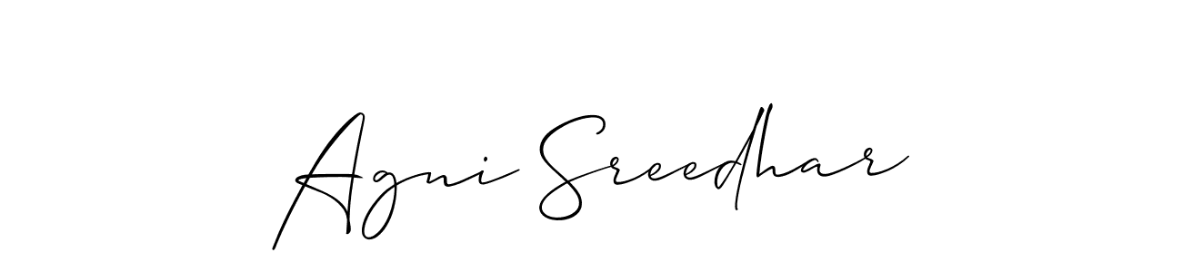 The best way (Allison_Script) to make a short signature is to pick only two or three words in your name. The name Agni Sreedhar include a total of six letters. For converting this name. Agni Sreedhar signature style 2 images and pictures png