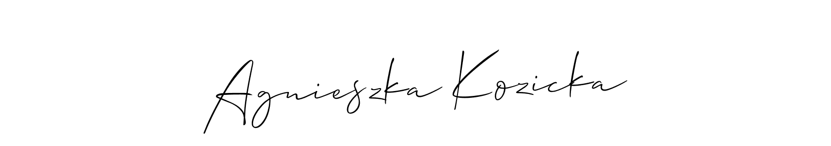 Use a signature maker to create a handwritten signature online. With this signature software, you can design (Allison_Script) your own signature for name Agnieszka Kozicka. Agnieszka Kozicka signature style 2 images and pictures png