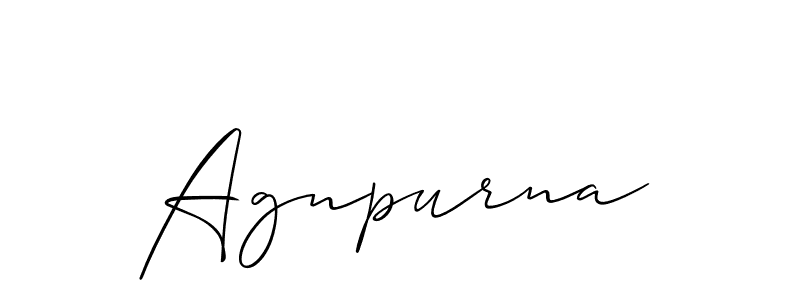 Use a signature maker to create a handwritten signature online. With this signature software, you can design (Allison_Script) your own signature for name Agnpurna. Agnpurna signature style 2 images and pictures png