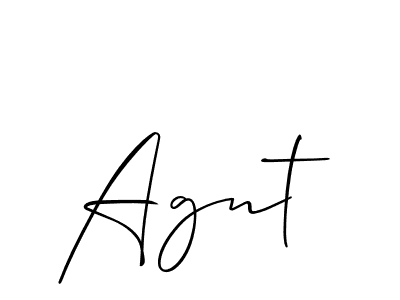 Create a beautiful signature design for name Agnt. With this signature (Allison_Script) fonts, you can make a handwritten signature for free. Agnt signature style 2 images and pictures png