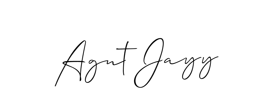 The best way (Allison_Script) to make a short signature is to pick only two or three words in your name. The name Agnt Jayy include a total of six letters. For converting this name. Agnt Jayy signature style 2 images and pictures png