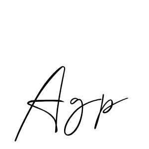 Design your own signature with our free online signature maker. With this signature software, you can create a handwritten (Allison_Script) signature for name Agp. Agp signature style 2 images and pictures png