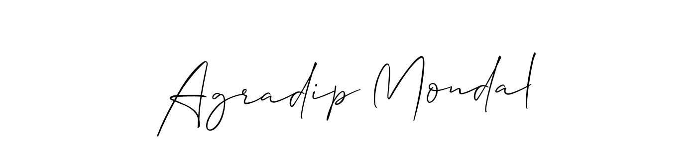 Use a signature maker to create a handwritten signature online. With this signature software, you can design (Allison_Script) your own signature for name Agradip Mondal. Agradip Mondal signature style 2 images and pictures png