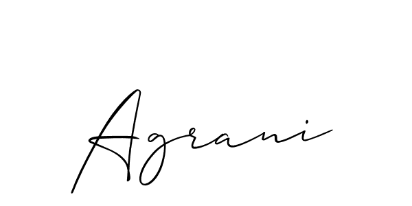 Create a beautiful signature design for name Agrani. With this signature (Allison_Script) fonts, you can make a handwritten signature for free. Agrani signature style 2 images and pictures png