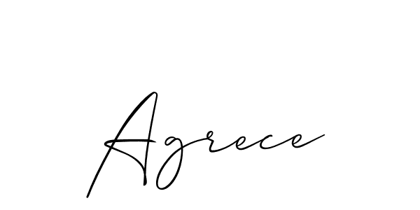 It looks lik you need a new signature style for name Agrece. Design unique handwritten (Allison_Script) signature with our free signature maker in just a few clicks. Agrece signature style 2 images and pictures png