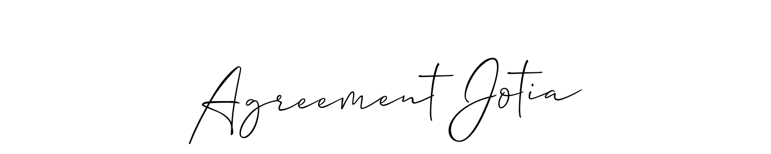 It looks lik you need a new signature style for name Agreement Jotia. Design unique handwritten (Allison_Script) signature with our free signature maker in just a few clicks. Agreement Jotia signature style 2 images and pictures png