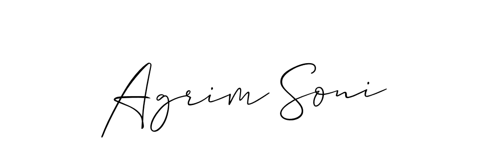 How to make Agrim Soni signature? Allison_Script is a professional autograph style. Create handwritten signature for Agrim Soni name. Agrim Soni signature style 2 images and pictures png