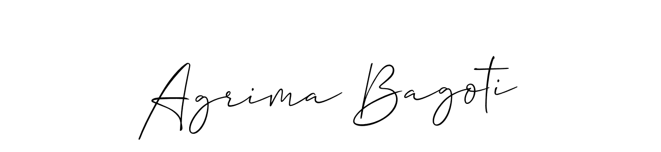 It looks lik you need a new signature style for name Agrima Bagoti. Design unique handwritten (Allison_Script) signature with our free signature maker in just a few clicks. Agrima Bagoti signature style 2 images and pictures png