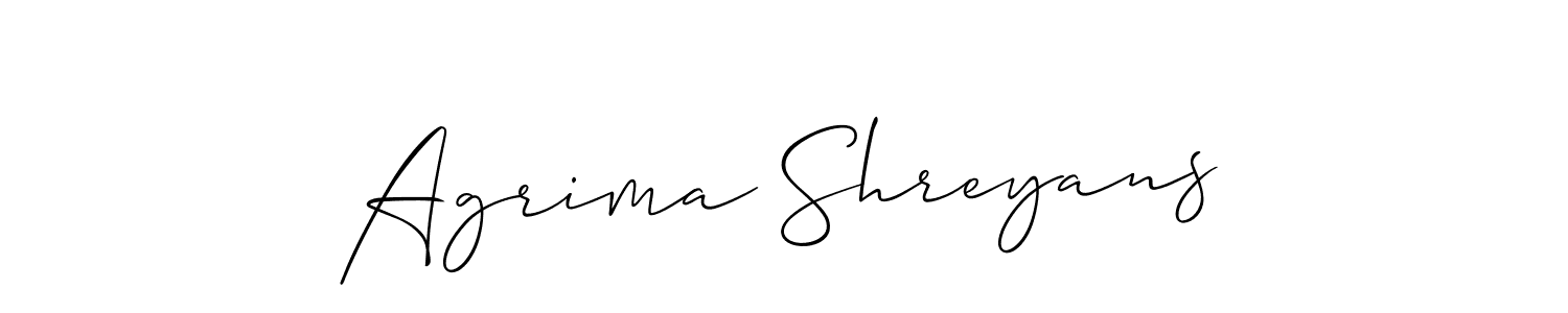 Make a beautiful signature design for name Agrima Shreyans. With this signature (Allison_Script) style, you can create a handwritten signature for free. Agrima Shreyans signature style 2 images and pictures png