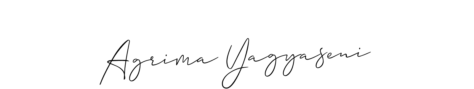 Make a beautiful signature design for name Agrima Yagyaseni. With this signature (Allison_Script) style, you can create a handwritten signature for free. Agrima Yagyaseni signature style 2 images and pictures png