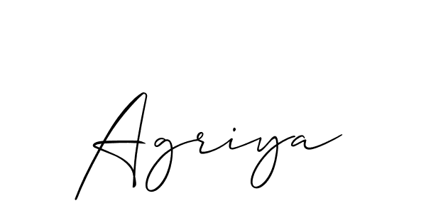 Make a beautiful signature design for name Agriya. With this signature (Allison_Script) style, you can create a handwritten signature for free. Agriya signature style 2 images and pictures png