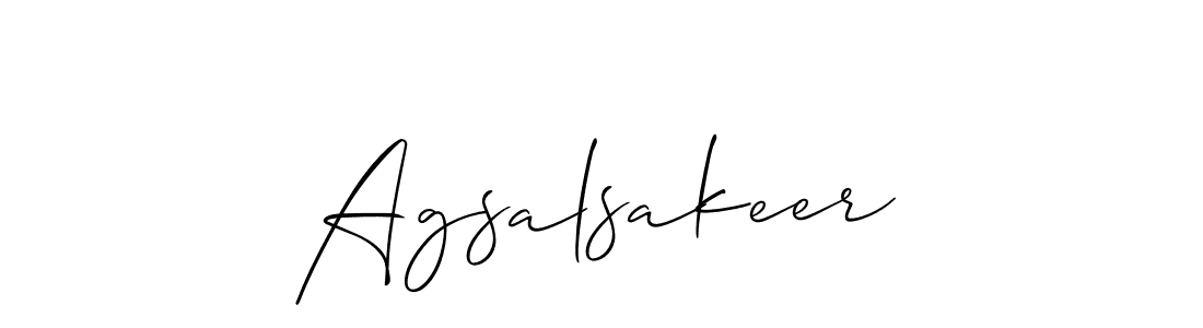Design your own signature with our free online signature maker. With this signature software, you can create a handwritten (Allison_Script) signature for name Agsalsakeer. Agsalsakeer signature style 2 images and pictures png