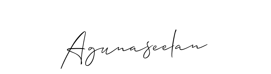 Make a beautiful signature design for name Agunaseelan. With this signature (Allison_Script) style, you can create a handwritten signature for free. Agunaseelan signature style 2 images and pictures png