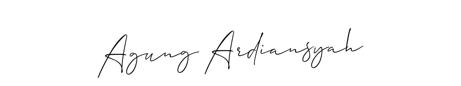 Also You can easily find your signature by using the search form. We will create Agung Ardiansyah name handwritten signature images for you free of cost using Allison_Script sign style. Agung Ardiansyah signature style 2 images and pictures png