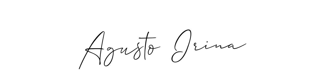 You should practise on your own different ways (Allison_Script) to write your name (Agusto  Irina) in signature. don't let someone else do it for you. Agusto  Irina signature style 2 images and pictures png