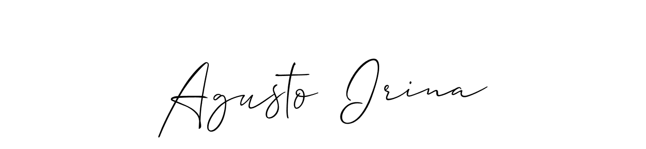 The best way (Allison_Script) to make a short signature is to pick only two or three words in your name. The name Agusto  Irina include a total of six letters. For converting this name. Agusto  Irina signature style 2 images and pictures png
