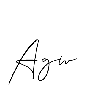 Design your own signature with our free online signature maker. With this signature software, you can create a handwritten (Allison_Script) signature for name Agw. Agw signature style 2 images and pictures png