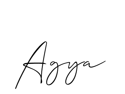 Make a beautiful signature design for name Agya. With this signature (Allison_Script) style, you can create a handwritten signature for free. Agya signature style 2 images and pictures png