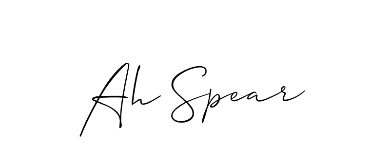 Use a signature maker to create a handwritten signature online. With this signature software, you can design (Allison_Script) your own signature for name Ah Spear. Ah Spear signature style 2 images and pictures png