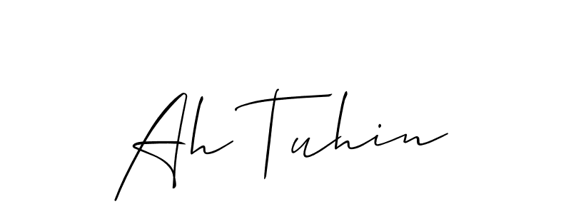 You should practise on your own different ways (Allison_Script) to write your name (Ah Tuhin) in signature. don't let someone else do it for you. Ah Tuhin signature style 2 images and pictures png