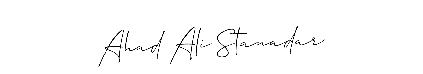 How to make Ahad Ali Stanadar name signature. Use Allison_Script style for creating short signs online. This is the latest handwritten sign. Ahad Ali Stanadar signature style 2 images and pictures png