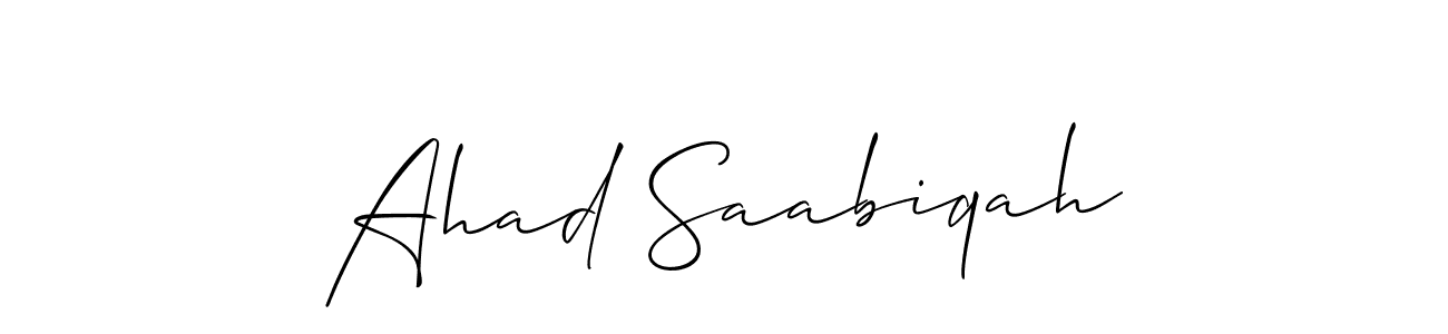 Allison_Script is a professional signature style that is perfect for those who want to add a touch of class to their signature. It is also a great choice for those who want to make their signature more unique. Get Ahad Saabiqah name to fancy signature for free. Ahad Saabiqah signature style 2 images and pictures png