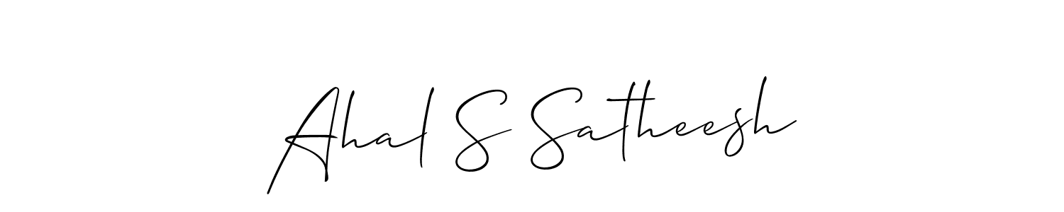 How to make Ahal S Satheesh name signature. Use Allison_Script style for creating short signs online. This is the latest handwritten sign. Ahal S Satheesh signature style 2 images and pictures png