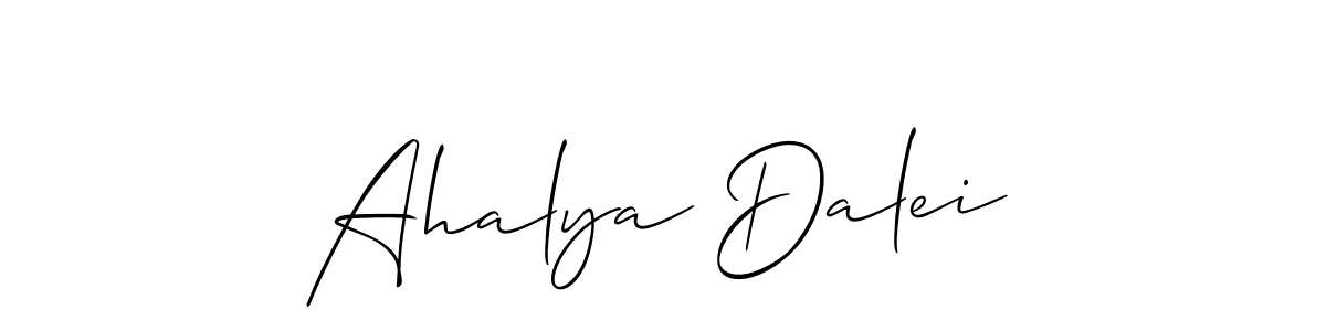 It looks lik you need a new signature style for name Ahalya Dalei. Design unique handwritten (Allison_Script) signature with our free signature maker in just a few clicks. Ahalya Dalei signature style 2 images and pictures png