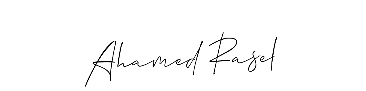 The best way (Allison_Script) to make a short signature is to pick only two or three words in your name. The name Ahamed Rasel include a total of six letters. For converting this name. Ahamed Rasel signature style 2 images and pictures png