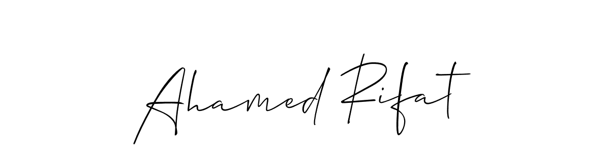 You should practise on your own different ways (Allison_Script) to write your name (Ahamed Rifat) in signature. don't let someone else do it for you. Ahamed Rifat signature style 2 images and pictures png