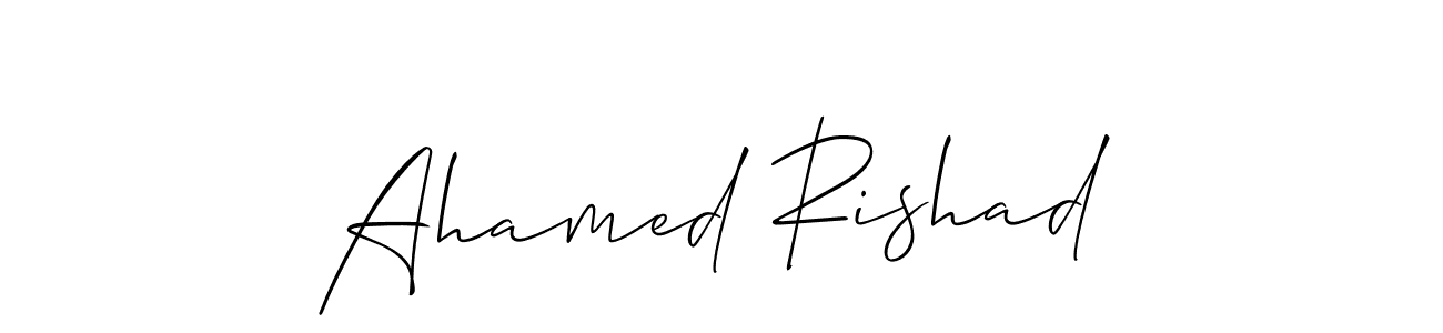 It looks lik you need a new signature style for name Ahamed Rishad. Design unique handwritten (Allison_Script) signature with our free signature maker in just a few clicks. Ahamed Rishad signature style 2 images and pictures png
