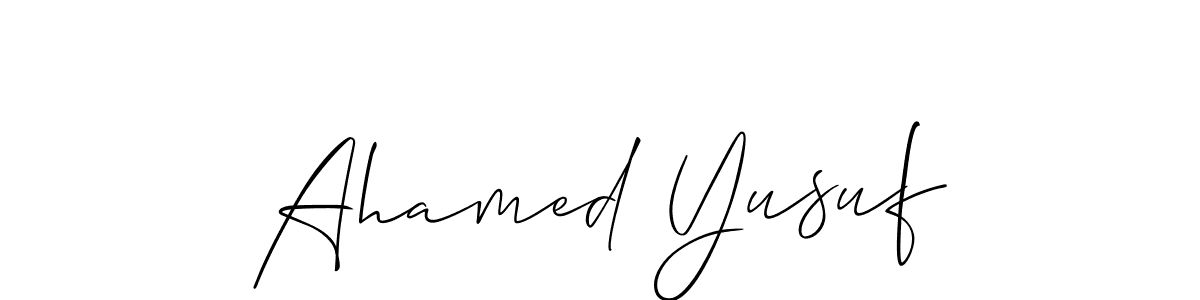 The best way (Allison_Script) to make a short signature is to pick only two or three words in your name. The name Ahamed Yusuf include a total of six letters. For converting this name. Ahamed Yusuf signature style 2 images and pictures png