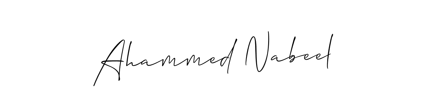 Make a beautiful signature design for name Ahammed Nabeel. With this signature (Allison_Script) style, you can create a handwritten signature for free. Ahammed Nabeel signature style 2 images and pictures png