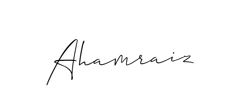 The best way (Allison_Script) to make a short signature is to pick only two or three words in your name. The name Ahamraiz include a total of six letters. For converting this name. Ahamraiz signature style 2 images and pictures png