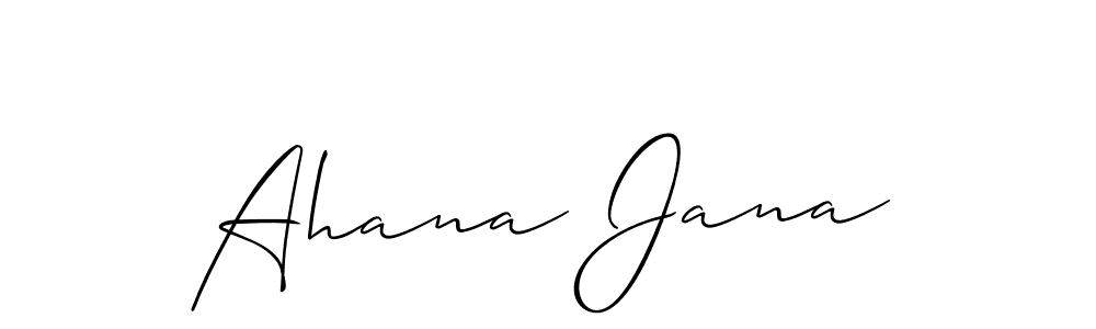 Similarly Allison_Script is the best handwritten signature design. Signature creator online .You can use it as an online autograph creator for name Ahana Jana. Ahana Jana signature style 2 images and pictures png