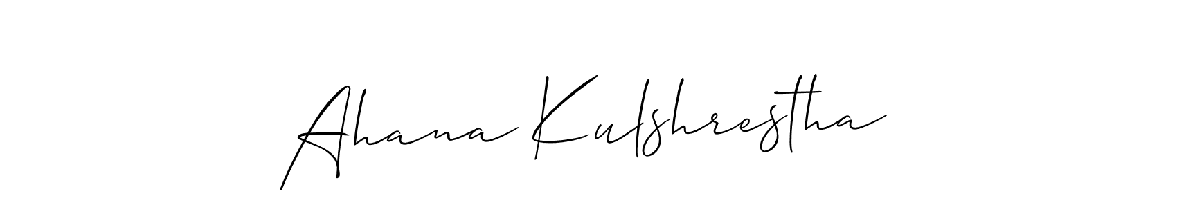 It looks lik you need a new signature style for name Ahana Kulshrestha. Design unique handwritten (Allison_Script) signature with our free signature maker in just a few clicks. Ahana Kulshrestha signature style 2 images and pictures png