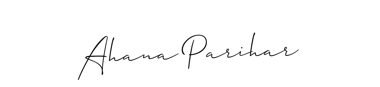 Allison_Script is a professional signature style that is perfect for those who want to add a touch of class to their signature. It is also a great choice for those who want to make their signature more unique. Get Ahana Parihar name to fancy signature for free. Ahana Parihar signature style 2 images and pictures png