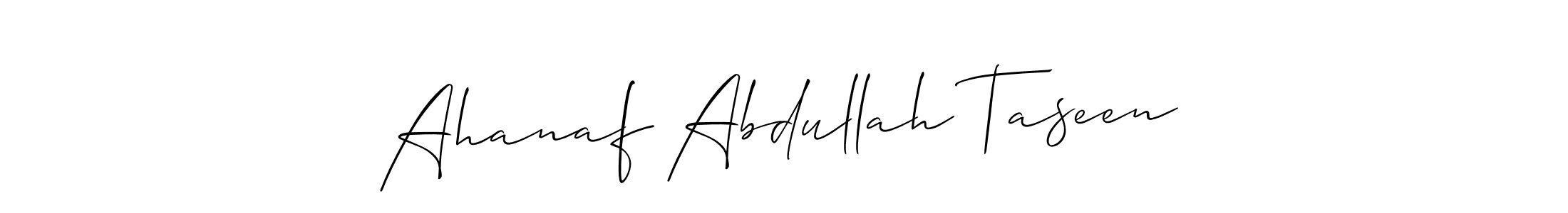 How to make Ahanaf Abdullah Taseen signature? Allison_Script is a professional autograph style. Create handwritten signature for Ahanaf Abdullah Taseen name. Ahanaf Abdullah Taseen signature style 2 images and pictures png