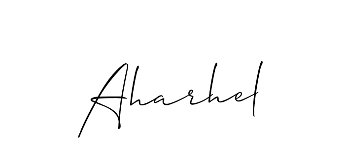 How to make Aharhel name signature. Use Allison_Script style for creating short signs online. This is the latest handwritten sign. Aharhel signature style 2 images and pictures png