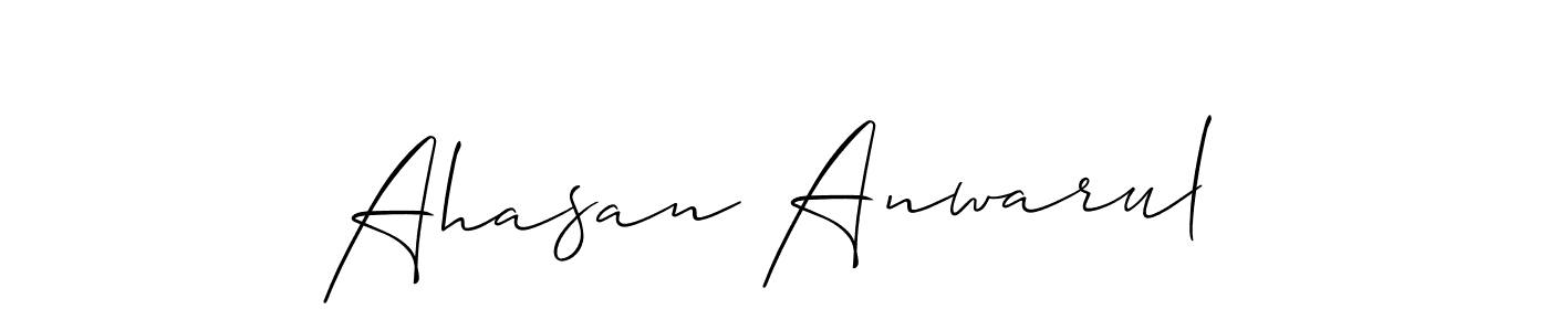 Also You can easily find your signature by using the search form. We will create Ahasan Anwarul name handwritten signature images for you free of cost using Allison_Script sign style. Ahasan Anwarul signature style 2 images and pictures png