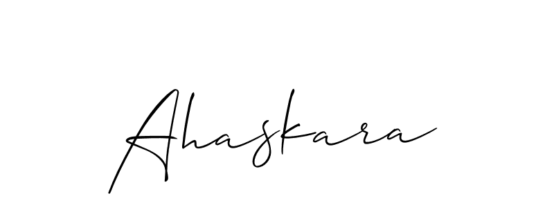 Use a signature maker to create a handwritten signature online. With this signature software, you can design (Allison_Script) your own signature for name Ahaskara. Ahaskara signature style 2 images and pictures png