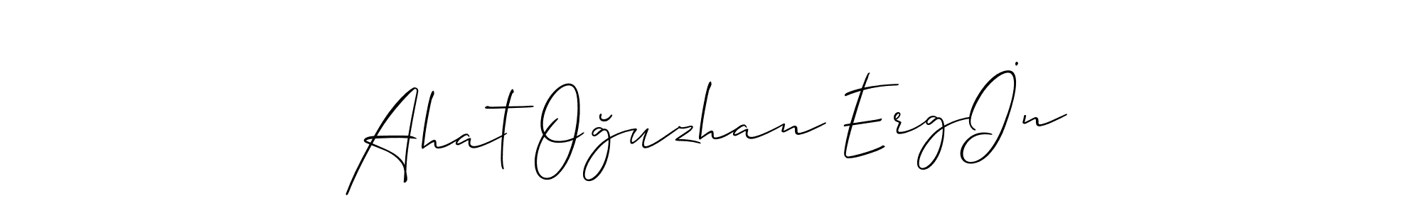 Also You can easily find your signature by using the search form. We will create Ahat Oğuzhan Ergİn name handwritten signature images for you free of cost using Allison_Script sign style. Ahat Oğuzhan Ergİn signature style 2 images and pictures png