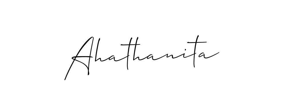 Make a beautiful signature design for name Ahathanita. With this signature (Allison_Script) style, you can create a handwritten signature for free. Ahathanita signature style 2 images and pictures png
