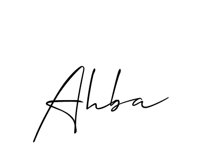 Use a signature maker to create a handwritten signature online. With this signature software, you can design (Allison_Script) your own signature for name Ahba. Ahba signature style 2 images and pictures png