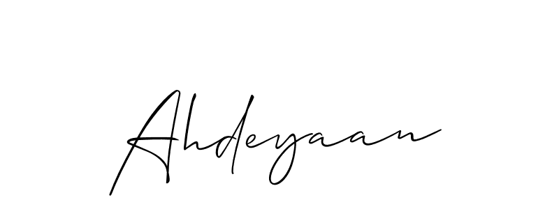 Also we have Ahdeyaan name is the best signature style. Create professional handwritten signature collection using Allison_Script autograph style. Ahdeyaan signature style 2 images and pictures png