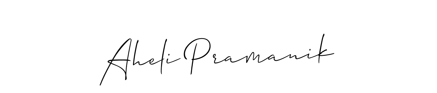 Create a beautiful signature design for name Aheli Pramanik. With this signature (Allison_Script) fonts, you can make a handwritten signature for free. Aheli Pramanik signature style 2 images and pictures png