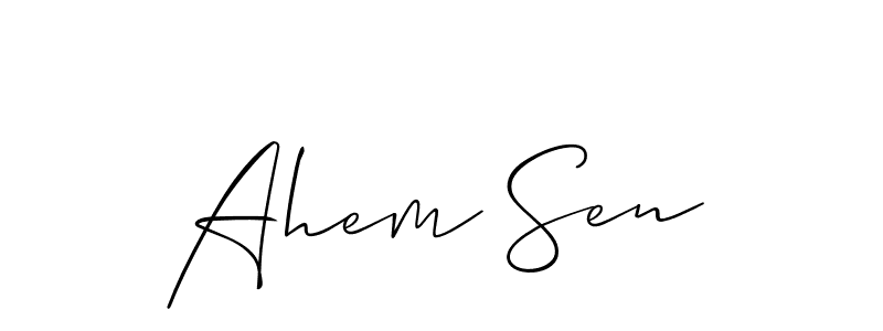 Similarly Allison_Script is the best handwritten signature design. Signature creator online .You can use it as an online autograph creator for name Ahem Sen. Ahem Sen signature style 2 images and pictures png