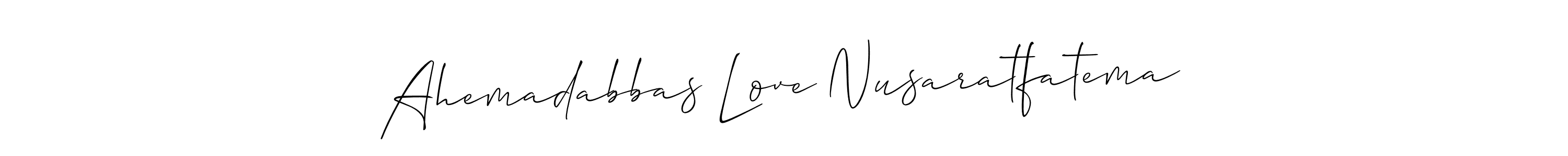 The best way (Allison_Script) to make a short signature is to pick only two or three words in your name. The name Ahemadabbas Love Nusaratfatema include a total of six letters. For converting this name. Ahemadabbas Love Nusaratfatema signature style 2 images and pictures png