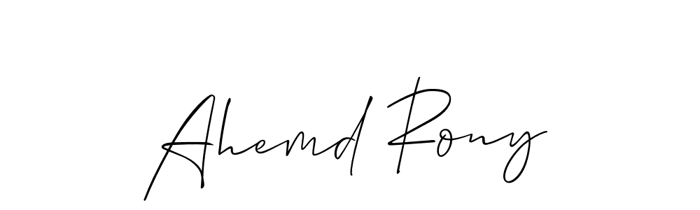 It looks lik you need a new signature style for name Ahemd Rony. Design unique handwritten (Allison_Script) signature with our free signature maker in just a few clicks. Ahemd Rony signature style 2 images and pictures png