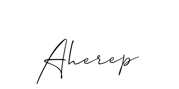 It looks lik you need a new signature style for name Aherep. Design unique handwritten (Allison_Script) signature with our free signature maker in just a few clicks. Aherep signature style 2 images and pictures png